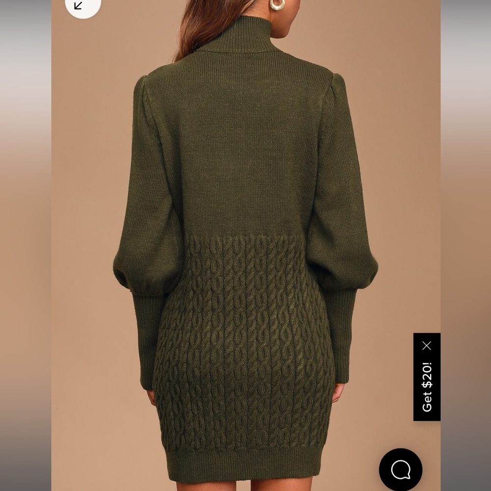 Fresh Perspective Olive Green Knit Turtleneck Sweater Dress - Picture 2 of 9